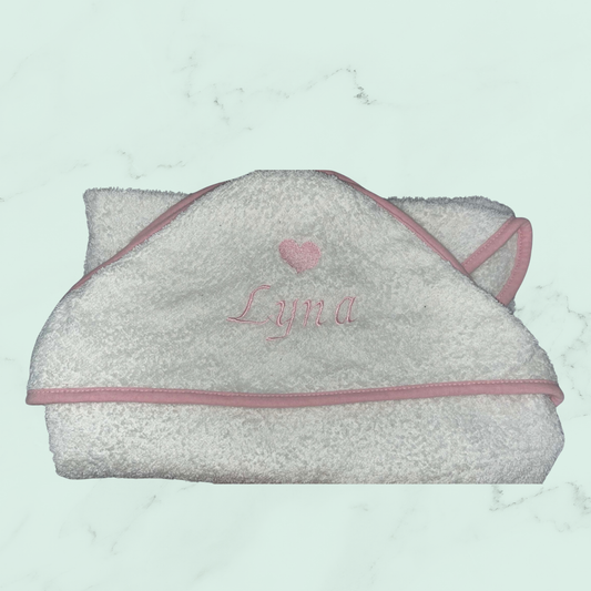 ✨ Une cape de bain douce - contour rose