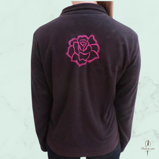 ✨ Une polaire noir originale et confortable - Rose dans le dos